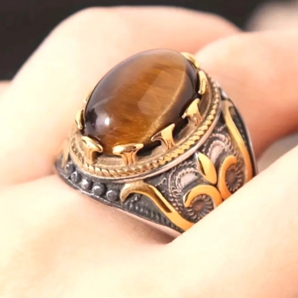 Gold and Brown Men's Ring Sz 10